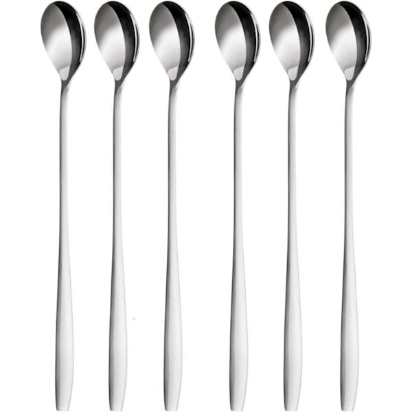 6-delers Latte-skjeer, 19 cm rustfritt stål langt håndtak blanding