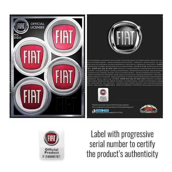 Bilstickers - Fiat - 4 logotyper - Diameter 48 mm - Ark 94 x 131 mm - Hög motståndskraft