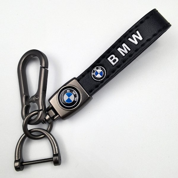Bil Läder Cykel Nyckelring Metallfinish | Kraftig Nyckelring | Nyckelring Och Krok Montering Silverdetaljer BMW Silver Hardware