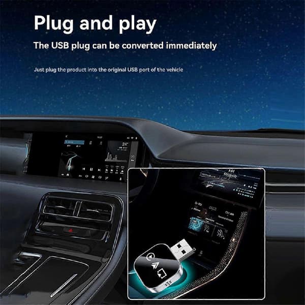 3-i-1 Trådlös CarPlay-adapter, Stöder Smart CarPlay, AirPlay och Android Auto, USB-adapter, Trådbunden CarPlay till Trådlös - Premiumgåva.(f2)