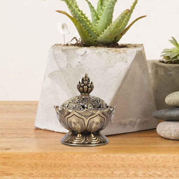 Røgelsesholder, røgelsesbrænder - 2 farver Lotus røgelse røgelseskegle aromabrænderholder (bronze)