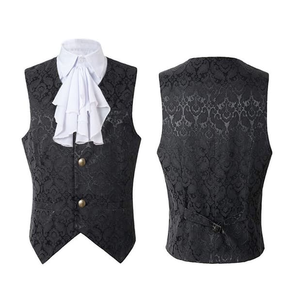 Paisley veste til mænd victoriansk steampunk gotisk kostumevest sort black M