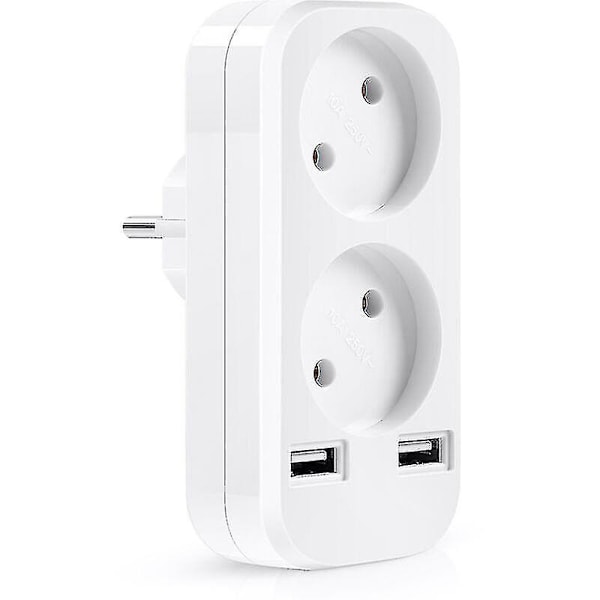 Multi USB-uttak, 4 i 1 skjøteledning USB-lader med 3 AC-utganger 10A, 2500W og 2 USB-porter, elektrisk vegguttak ideelt for soverom hjemmekontor