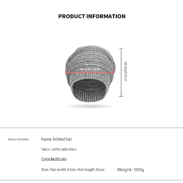 Hue - Skolehue Slouch Hue Termisk Strikket Hue Fleeceforet Uld Hæklet Elastisk 6