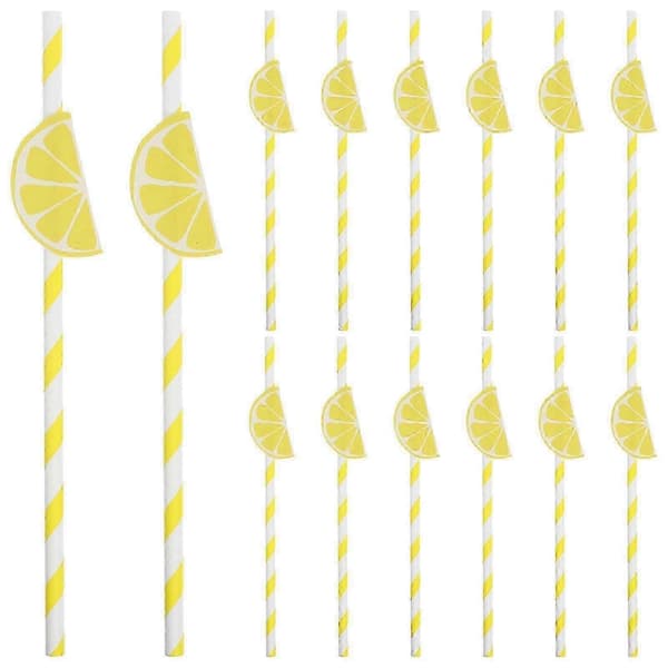 2026 gula citronpapperssugrör 20 st för cocktail- och festdrickande