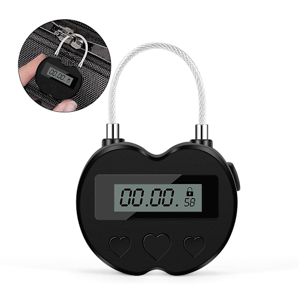 Smart Time Lock LCD-skjerm Time Lock Multifunksjons elektronisk timer for reiser, vanntett USB oppladbart midlertidig timerhengelås