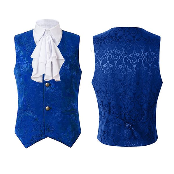 Paisleyvästar för män viktoriansk steampunk gotisk kostymväst blå blue M