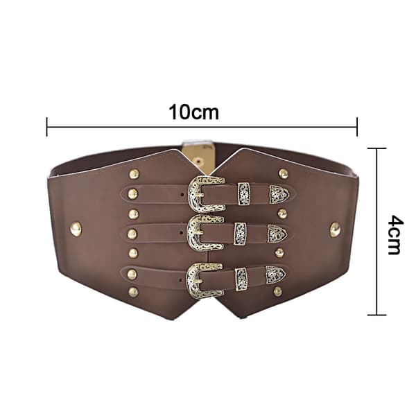 Damläderbälteskrok med spänne och brett midjebälte Grey 83cm