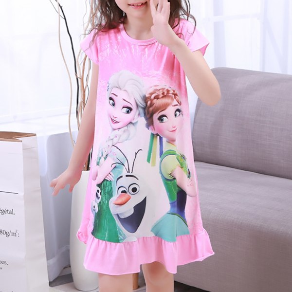 Flickor Nattlinne Nattklänning Prinsessa Kortärmad Pyjamas Nattkläder Hemkläder för Barn Storlekar 2-12 År #2 #2 14