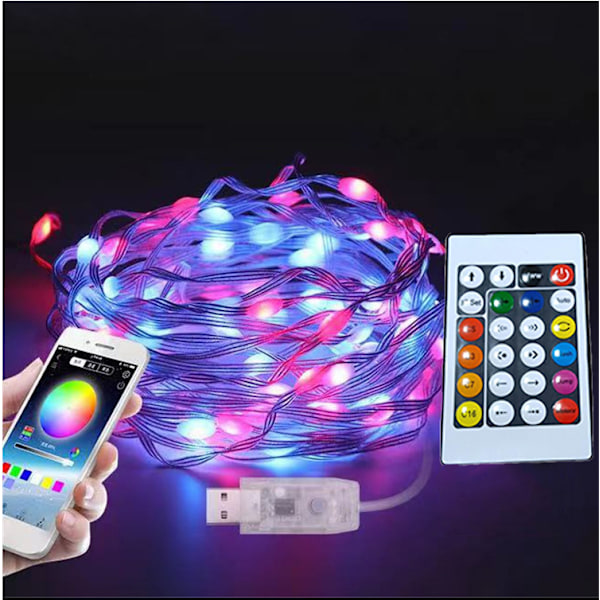 5m/10m/20m USB-drivna julgransljus med smart Bluetooth-app fjärrkontroll Heminredning Sagoslinga Zekai RGB 5M 50LEDs