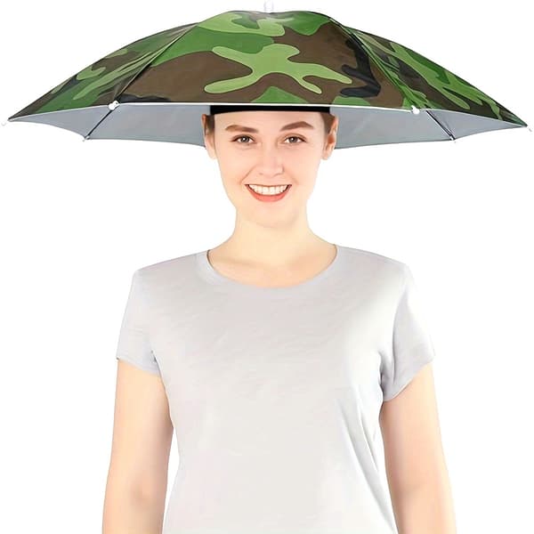 UV-skyddande paraplyhatt med justerbart pannband för solskydd Raindrop Blue