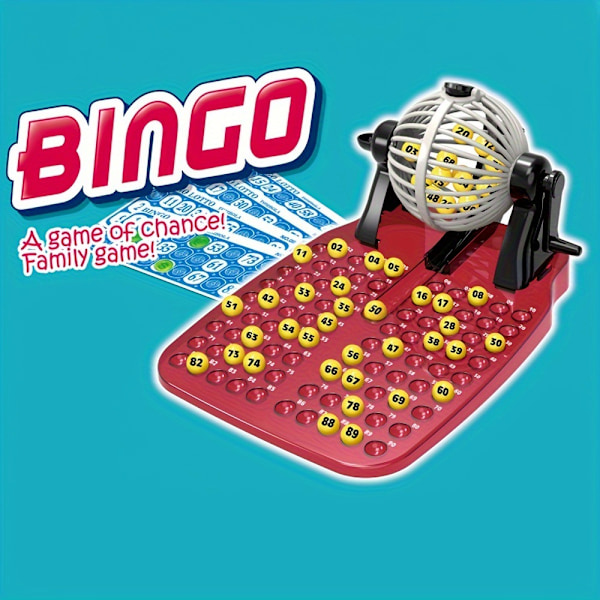 Regal Bingo Deluxe Bingo Spillsett med Hjulbur, Bingokuler, Hovedtavle Bingospill for Voksne Stor Gruppe blue