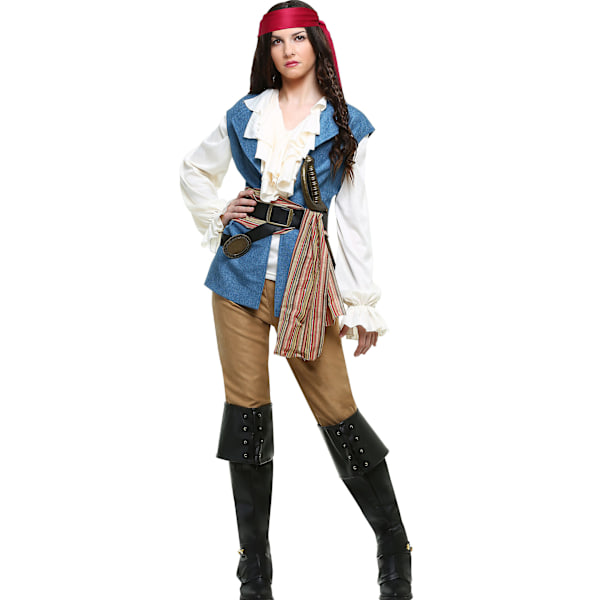 Pirate Costume Polyester M-XL for Halloween Couples Party Adult Caribbean Pirate Outfit