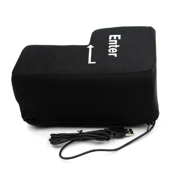 Stor Enter-tast, ekstra stor USB Enter-tast, stressreducerende pude/lur-pude til voksne.