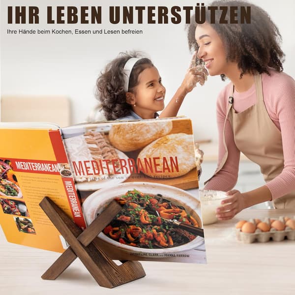 Kokbokshållare, bokstöd i trä, receptställ för köket