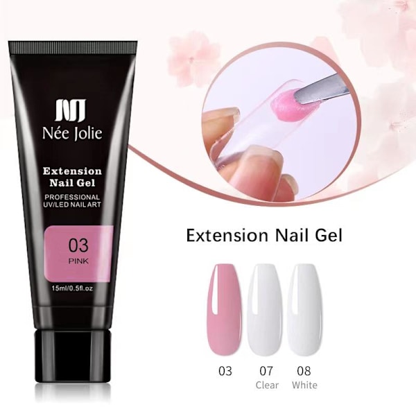 Poly Builder Gel-kit med UV-lampa för naglar / Polygel Nail Art Multicolor multifärg