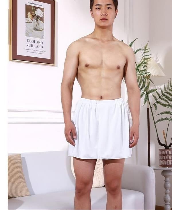 Badehåndklæde til mænd, bærbare badeshorts, hvid white 30*140