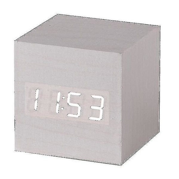 Gingko Cube LED Click Clock -herätyskello ääniaktivoinnilla (aika, päivämäärä ja lämpötila) useita värejä White white