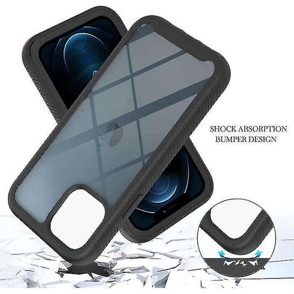 10 Pro 5G Helkapsel Hybrid Dobbeltlag Stødsikker 360 Transparent Silikone PC + TPU Sort P