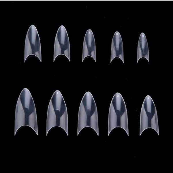 500 stk. negletipper stiletto tipper falske negle negletipper Clear