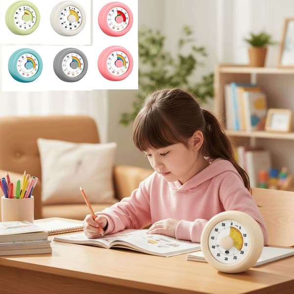 Visuell kökstimer med tecknad design, 60-minuters rund timer, ultratyst, nedräkningstimer för matlagning Style3