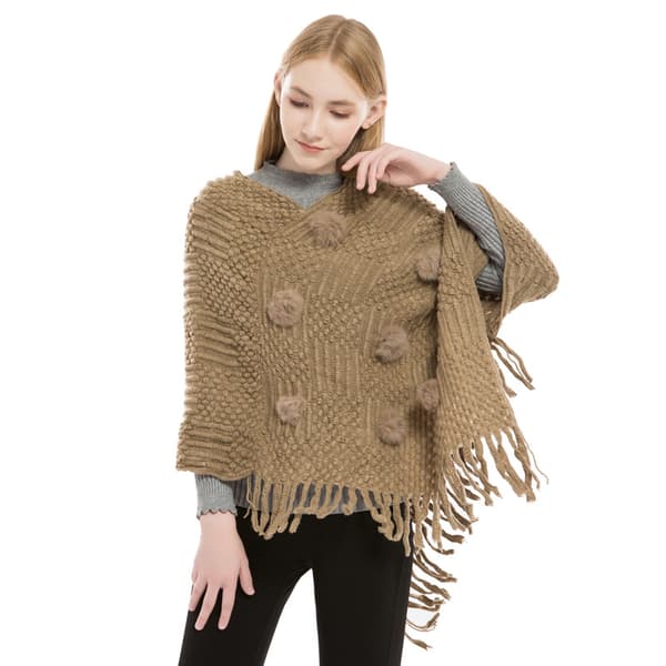 Oversized blød pashmina sjal kappe sweater til kvinder (85*80CM) Khaki