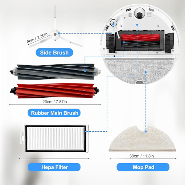 Roborock Q8 Max/q8 Max+/q5 Pro Robotdammsugare Tillbehörssats - Ersättningsdelar för Roborock Q8 Max/q8 Max+/q5 Pro Robotdammsugare - Repl.