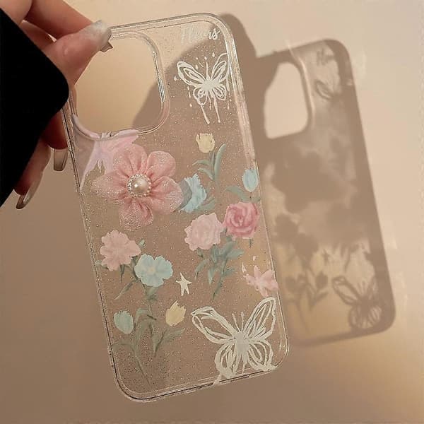 Til iPhone-deksel Mykt TPU 3D Roseblomst Glitrende Telefondeksel iPhone 13PROMAX