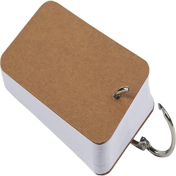 Tomme flashcards - Memokort med ringe - Bærbare mini studiekort - Kraftige 250 GSM indekskort - Sæt med 8