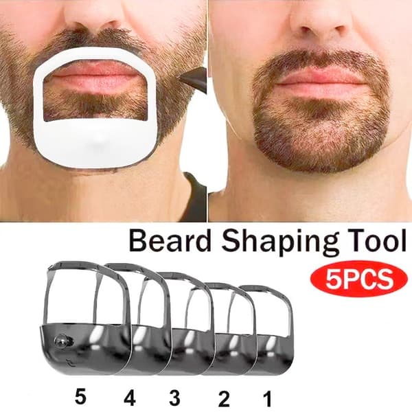 Skäggformningsmallset, 5 groomingverktyg för mustasch- och getskäggsstyling Black