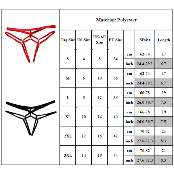 Naisten seksikkäät stringit avoimella haaraosalla alushousut G-string punainen 2XL Red