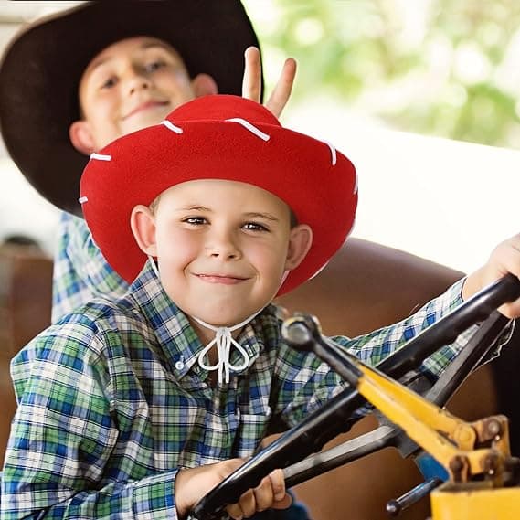 Rød filtcowboyhat til børn Deep Coffee
