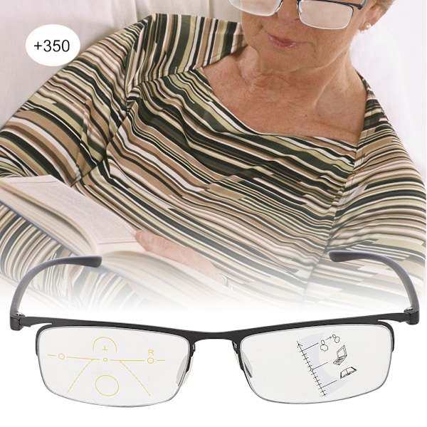 Muodikkaat Anti-sinivalolasit Presbyopia-lasit Visuaalisen väsymyksen lievitys Multifokaaliset lukulasit (+3.5 Musta)