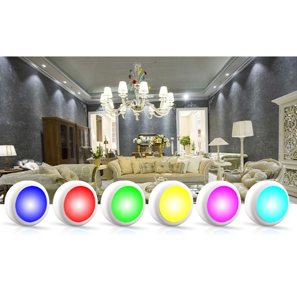 LED-spotlight 6 stk med 2 fjernbetjeninger RGB Design mange farver sort black