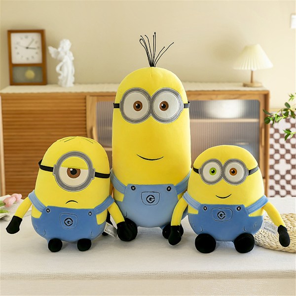 Myk plysjleke med tegneserie-minions, gave til barn B B 30cm