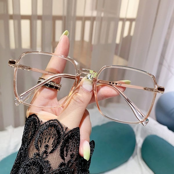 Anti-Blåt Lys Læsebriller Firkantede Briller BRUN Brow Brown Strength 250