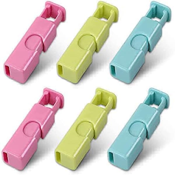 Klemme til brødposer, let at klemme og låse, assorterede farver, 6-pak