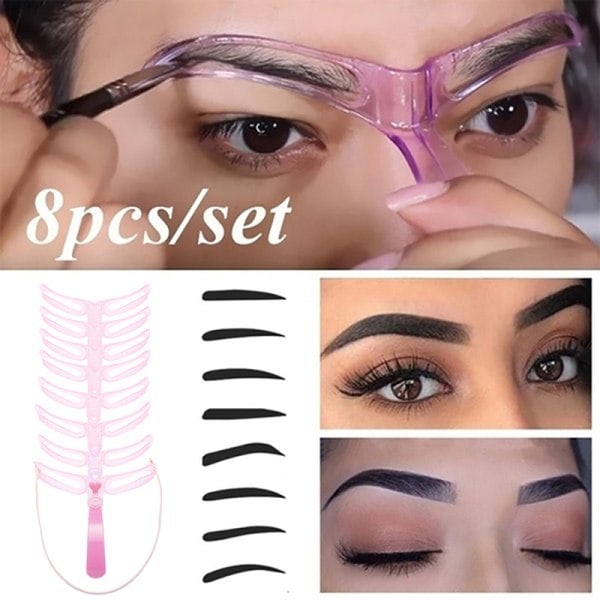 Ögonbrynsform Ögonbrynsmallar Återanvändbar Design Ögonbrynsstencil Eight eyebrows