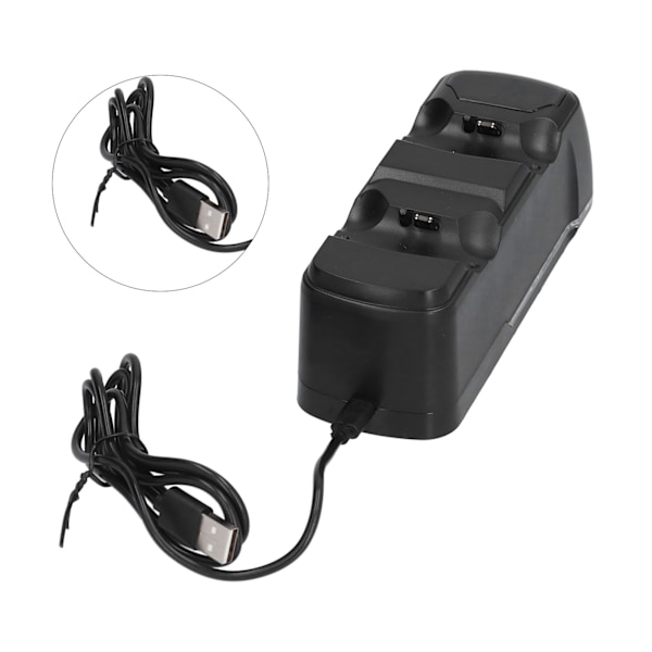 Laddningsstation för PS4-handkontroll, Dubbel USB-laddare, Svart