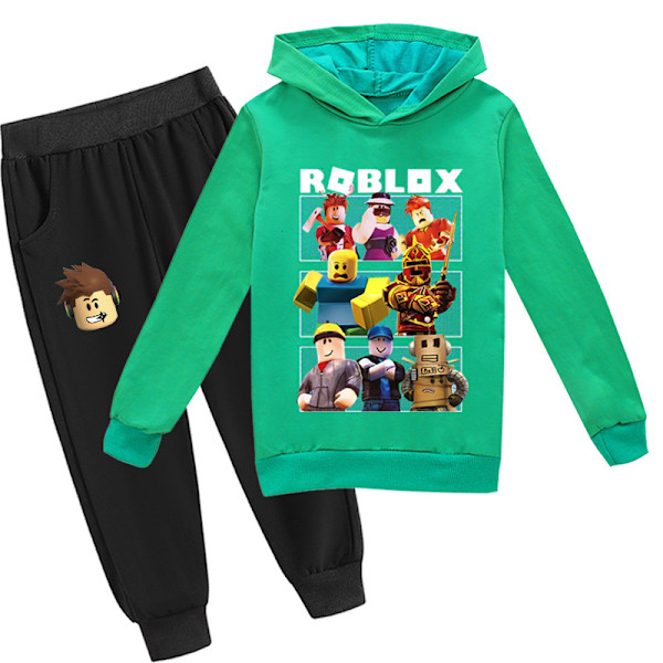 Roblox Hoodie for Barn - Varmt Hoodie Klær med Roblox Trykk Green 130cm