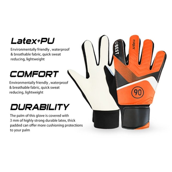1 par børne fodbold målmandshandsker Anti-kollision latex PU fodbold Handskebeskyttelse handsker Grøn Green 5