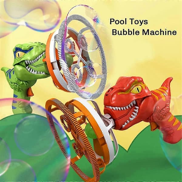 Elektrisk dinosaur-bubbelpistol med handhållen fläkt för poollek