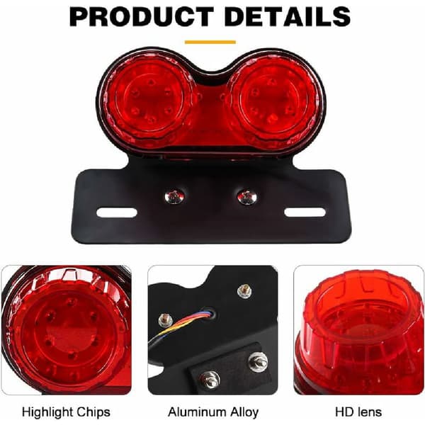LED motorcykelbaklykta, integrerat bromsljus, blinkers, körljus