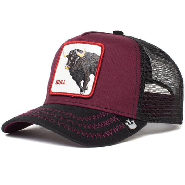 Trucker Caps med brodert dyredesign Buffalo black and red