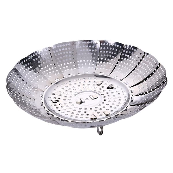 Grøntsagsdamper, foldbar damper med 4 ben i rustfrit stål, til dampning af grøntsager og mad eller som kurv S 21.5*8CM