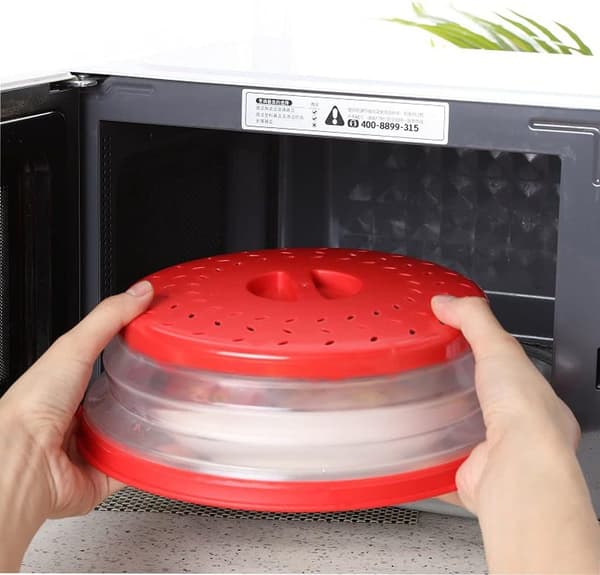 Vikbart mikrovågsugnsskydd med silikonmattor, 26,7 cm (röd) red