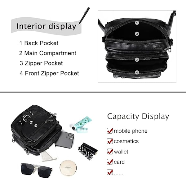 Crossbody-telefonväskor för kvinnor, små mjuka läderplånböcker, handväskor, axelväskor, damer, multifunktionella väskor Red