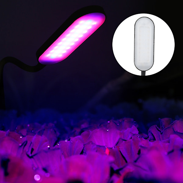 5W Säädettävä LED Kasvivalo puristimella vihannesten ja kukkien kasvatukseen, musta