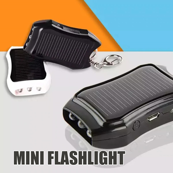 Solcelledrevet bærbar oplader nøglering Mini Power Bank LED lommelygte Udendørs USB batteripakke Nødtelefonoplader