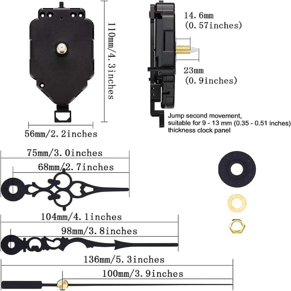 DIY Quartz Pendulurværk Kits Udskiftning Pendulurværk Mekanisme (Aksellængde 0,9 tommer)